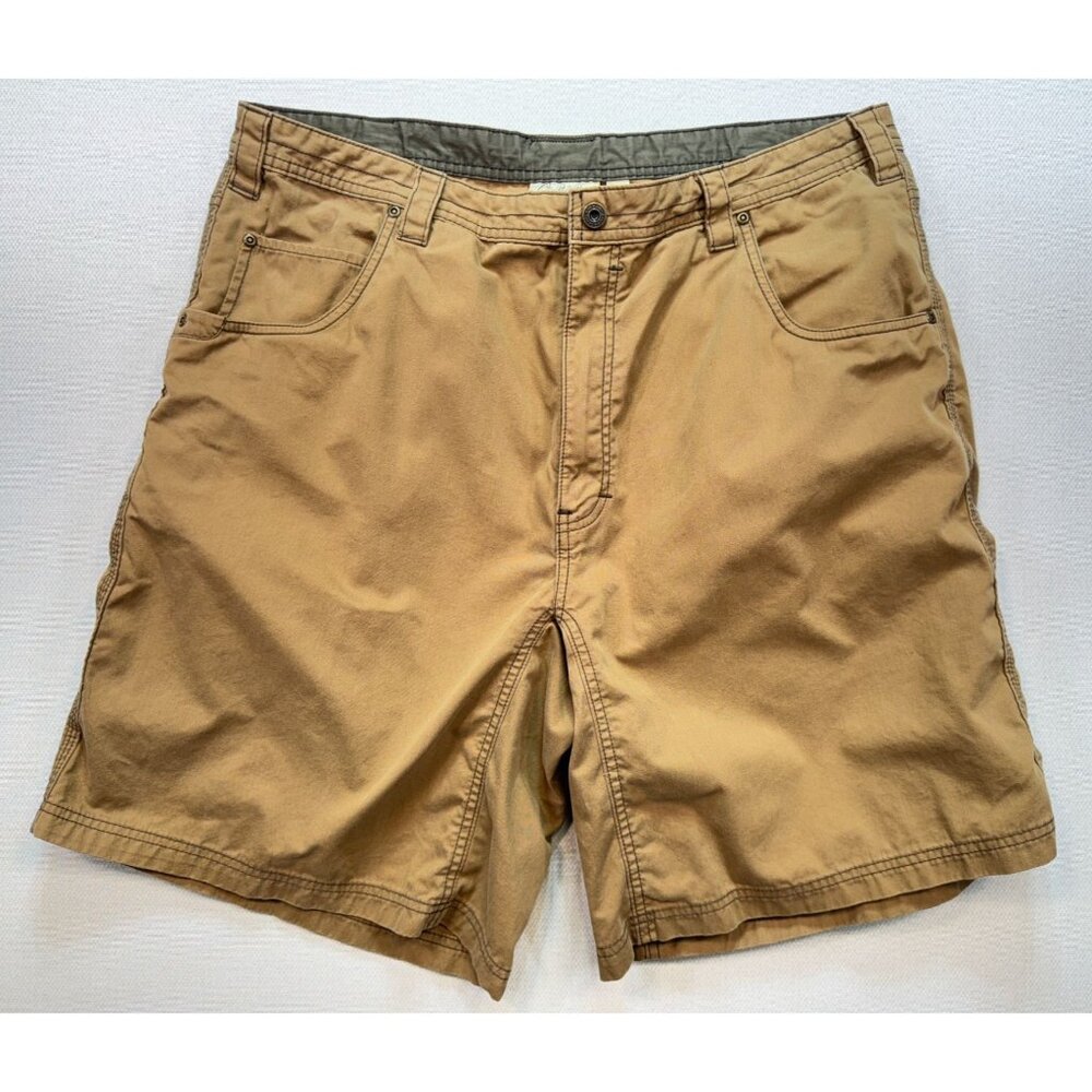 Cabela's Men's Cotton Hiking Shorts Flat Front Size 40 Brown Stretch Pockets